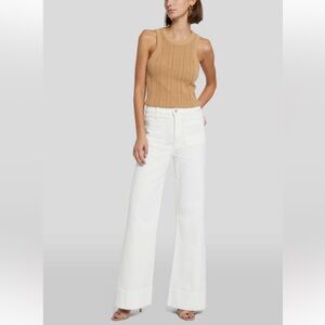 7 For All Mankind TAILORLESS PATCH POCKET MODERN DOJO White Flare Jeans Wide Leg